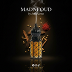 MADNI OUD by InnoScents with oudh bottle and spices on a dark background